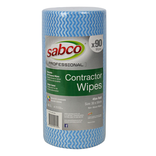 Sabco Professional Contractor Wipes Blue